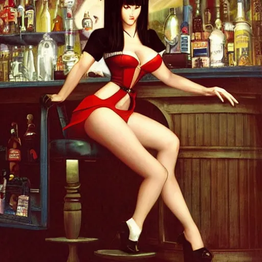 Image similar to tifa lockheart in her bar by gil elvgren