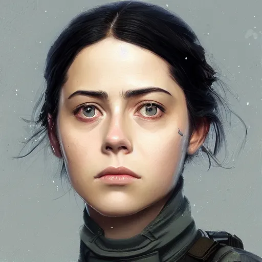 Image similar to portrait of a woman by greg rutkowski, she looks like rosa salazar, impeccable military composure, wearing tactical gear of the galactic alliance, star wars expanded universe, she is about 2 0 years old, highly detailed portrait, digital painting, artstation, concept art, smooth, sharp foccus ilustration, artstation hq
