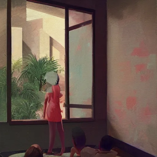 Image similar to casa de vidro, lina bo bardi, painting by atey ghailan, cinematic, masterpiece