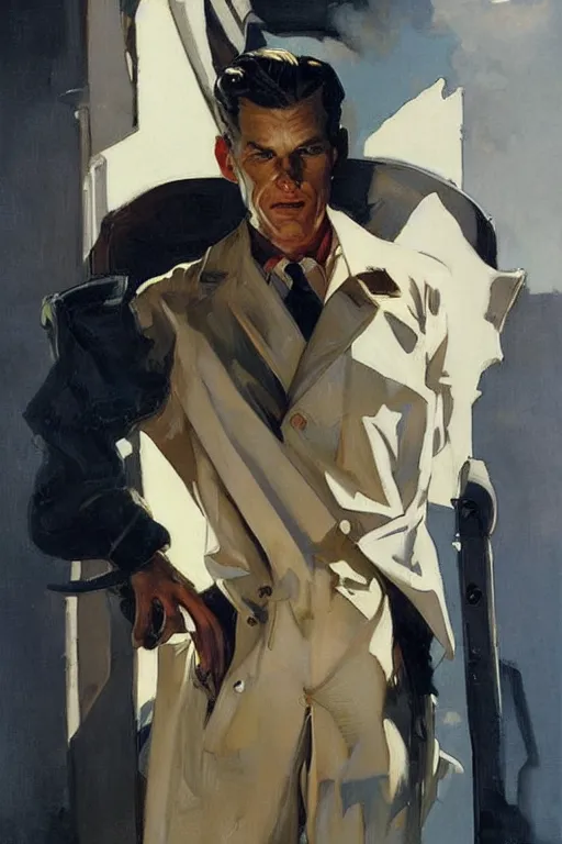 Image similar to homelander, painting by jc leyendecker!! phil hale!, angular, brush strokes, painterly, vintage, crisp