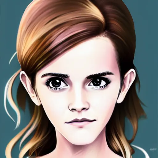 Prompt: Emma Watson as an anime girl