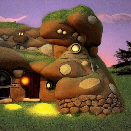 Image similar to the flintstone's house, photorealistic,