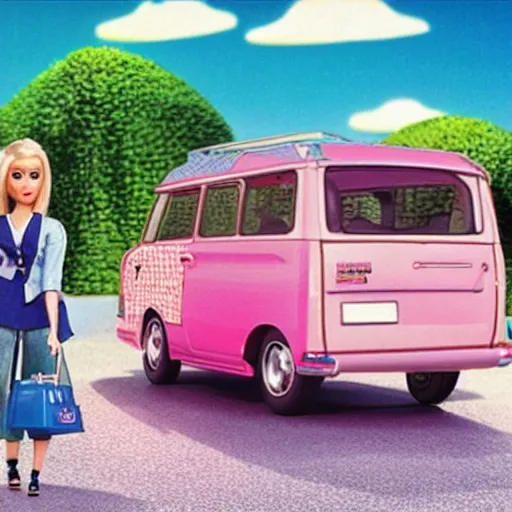 Image similar to japanese mini van in Barbie movie