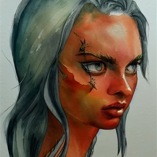 Prompt: water color art on paper, fire elf portrait, highly detailed, award - winning artstation, masterpiece