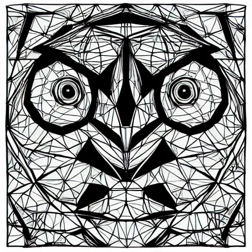 Image similar to geometric wireframe owl digital art symmetrical