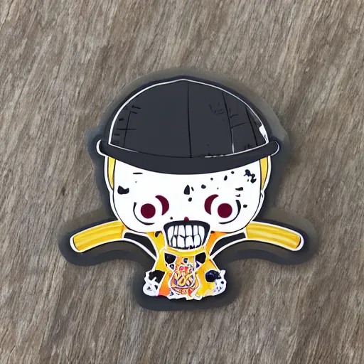 Image similar to die cut sticker, tony chopper wearing a strawhat, splatter paint