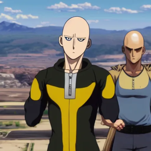 Image similar to Saitama as one punch man as a grand theft auto 5 character