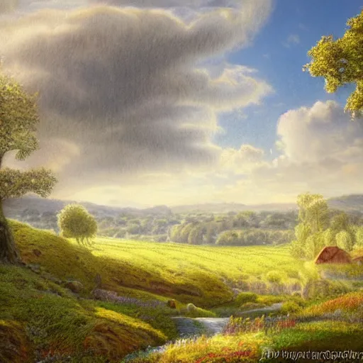 Prompt: dreamscape little countryside landscape colored pencil, highly detailed, highly accurate, deep aesthetic, 8 k, highly ornate intricate details, cinematic lighting, rich colors, ray tracing, hyperrealistic, photorealistic, cinematic landscape, trending on artstation,