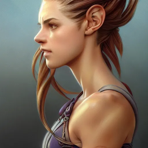 Image similar to ultra realistic illustration, marle from chrono trigger with hair in a ponytail, intricate, elegant, highly detailed, digital painting, artstation, concept art, smooth, sharp focus, illustration, art by artgerm and greg rutkowski and alphonse mucha