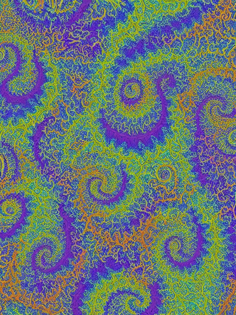 Image similar to 3d fractal swirling maze paisley multicolor lichen