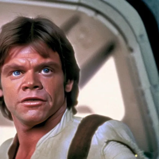 Image similar to a still of mark hamill as han solo in return of the jedi, 8 k