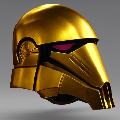 Image similar to realistic crusader helm design inspired by star wars, epic scale, character concept art, face symmetry, intricate accurate details, artstation trending, octane render, cinematic color grading, soft light, rule of thirds, golden ratio, like a professional model, cinematic, 8 k, clear.