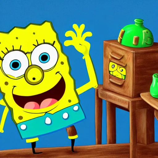 Image similar to sponge bob as human in real life highly detailed, intricate, sharp focus, digital art, 8 k