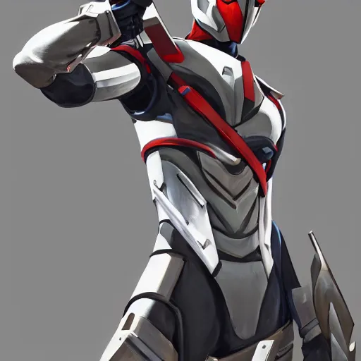 Image similar to greg manchess portrait painting of armored spiderman ultraman grey fox from metal gear cyborg gay japanese - american hybrid as overwatch character, medium shot, asymmetrical, profile picture, organic painting, sunny day, matte painting, bold shapes, hard edges, street art, trending on artstation, by huang guangjian and ail elvgren and sachin teng