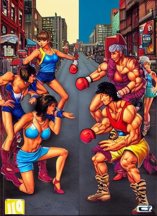 Image similar to streets of rage cover art featuring kaitlin jenner and steve martin