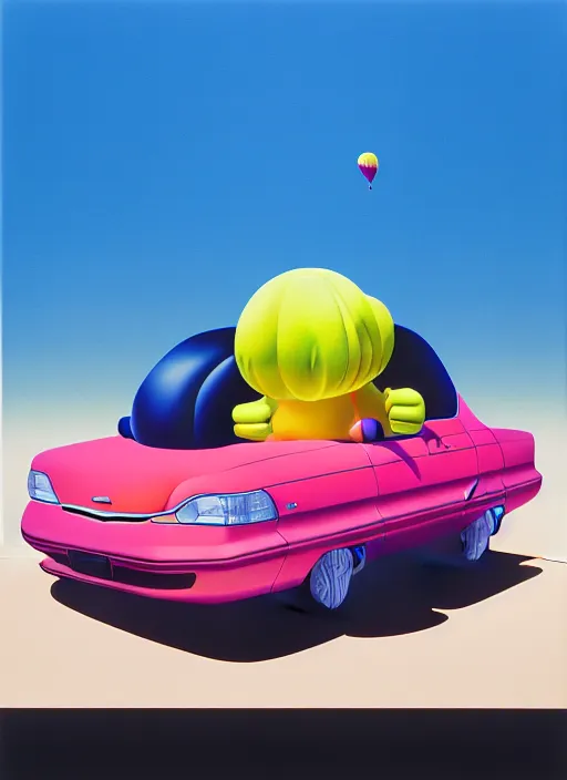 Image similar to inflated car by shusei nagaoka, kaws, david rudnick, airbrush on canvas, pastell colours, cell shaded, 8 k