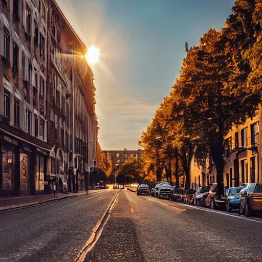 Image similar to beautiful photograph of a street during a golden hour