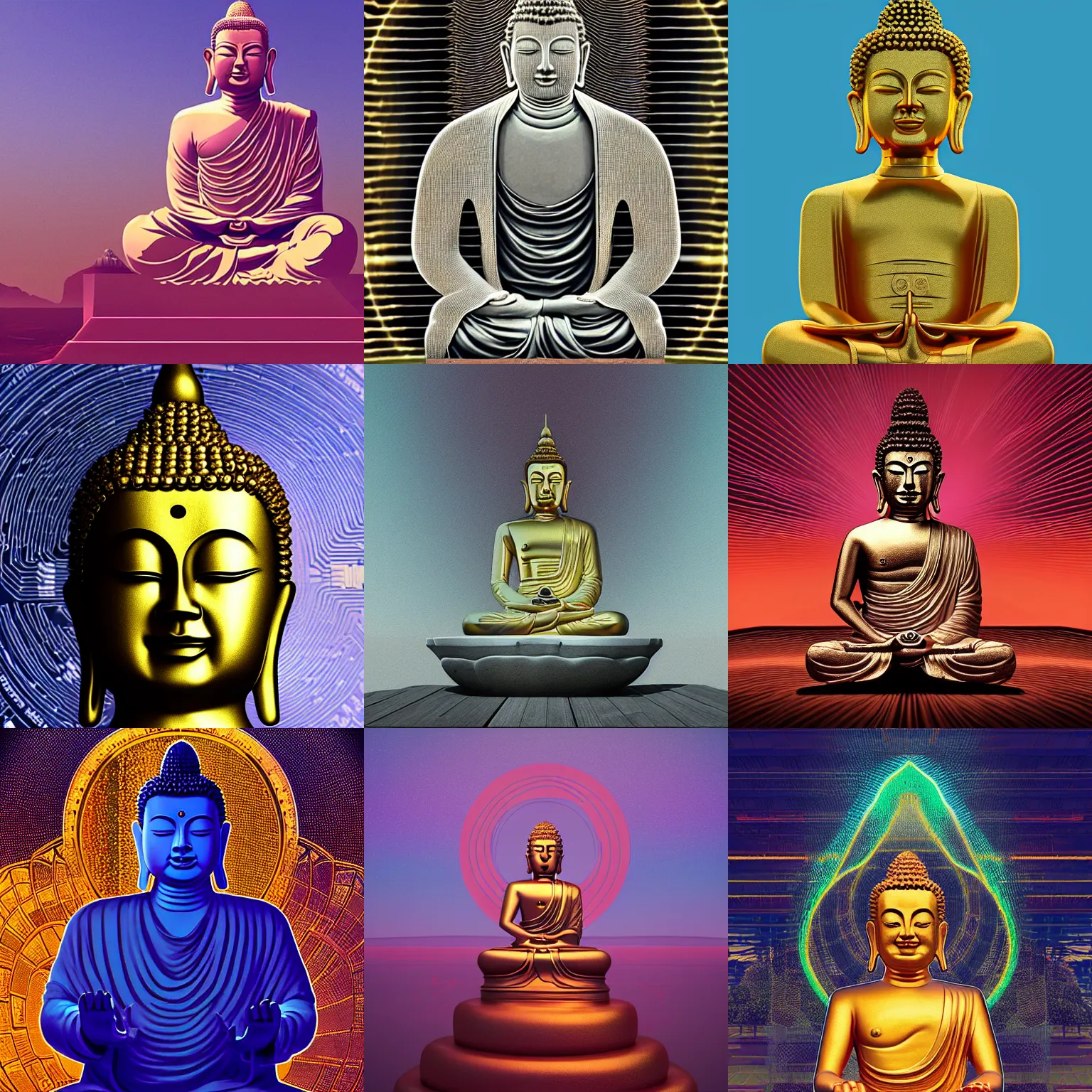 Prompt: Bitcoin Buddha by Beeple award winning digital art
