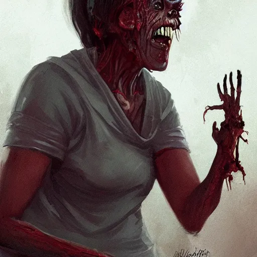 Image similar to zombie michelle obama geog darrow greg rutkowski