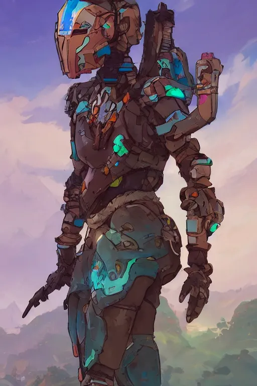 Image similar to combination suit armor aloy horizon forbidden west horizon zero dawn robot ninja mask helmet backpack tribal, art gta 5 comics, official fanart behance hd artstation by jesper ejsing, by rhads, makoto shinkai and lois van baarle, ilya kuvshinov, ossdraws radiating a glowing aura cgi rtx 2 0 2 2