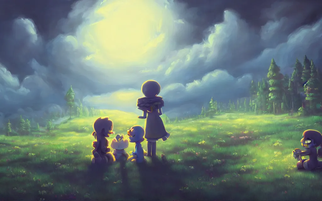 Prompt: A beuatiful oil painting of Undertale, emotional, cinematic, atmospheric, featured on artstation, ultra detailed