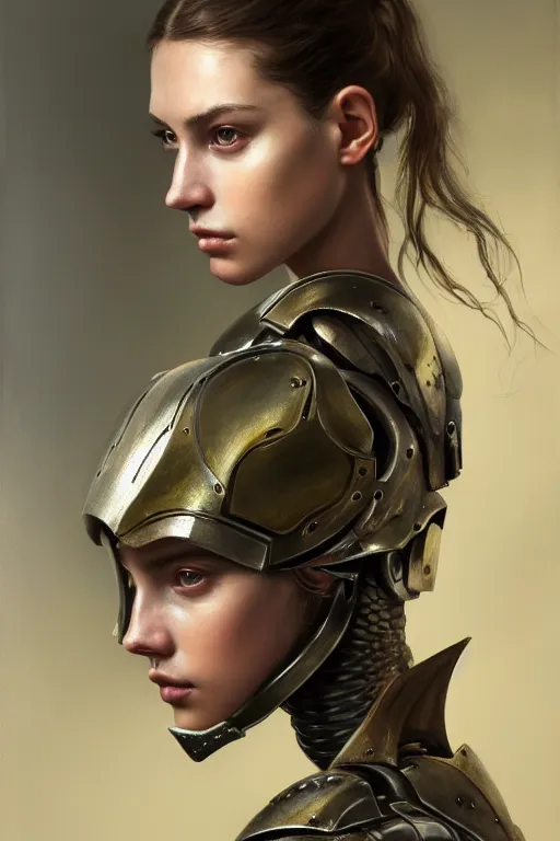 Prompt: a photorealistically painted portrait of an attractive young girl, partially clothed in dull metal-plated battle armor, olive skin, long dark hair, beautiful bone structure, symmetric facial features, perfect eyes, natural physique, intricate, elegant, digital painting, concept art, finely detailed, illustration, sharp focus, minimal artifacts, from Metal Gear, by Ruan Jia and Mandy Jurgens and Artgerm and William-Adolphe Bouguerea, in the style of Greg Rutkowski, trending on Artstation, award winning