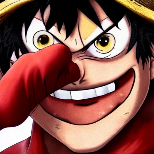Prompt: ultra realistic monkey d luffy from one piece using gear 5