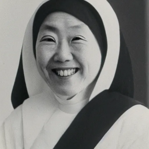 Image similar to photograph of a japanese nun smiling at the camera