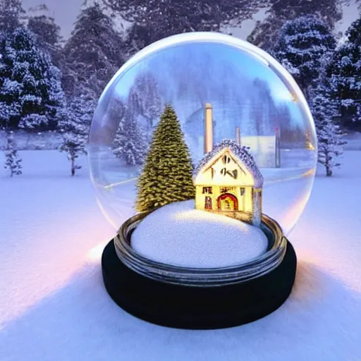 Image similar to An amazingly beautiful!!!! Snowglobe!!! With a tiny village inside and little tiny people, there are snowflakes falling around the snowglobe and the snowglobe is sitting in the snow, everything is wintery, sparkly and truly magical, arctic, summer, 8k resolution matte fantasy painting, cinematic lighting, DeviantArt, Artstation, Jason Felix Steve Argyle Tyler Jacobson Peter Mohrbacher