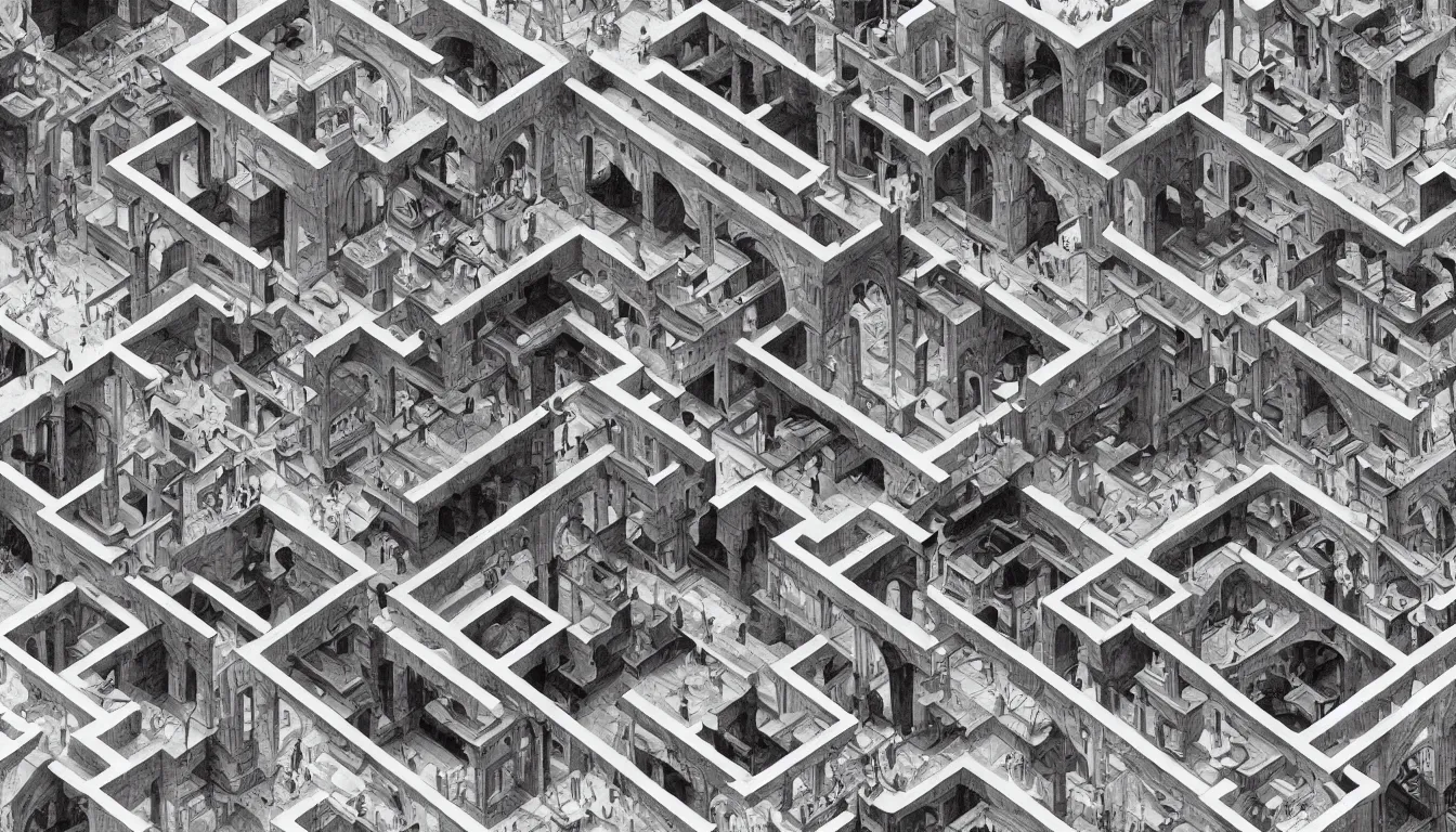 Image similar to m c escher impossible architecture