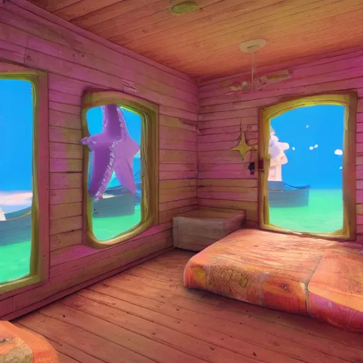 Image similar to the inside of Patrick Star’s house, photorealistic, 4k