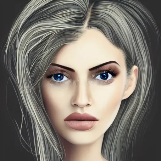 Prompt: a beautiful portrait of a pale blonde woman with beautiful eyes illustration