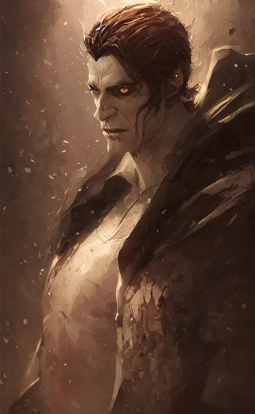 Image similar to « beautiful comic style portrait of vampire king by greg rutkowski, very detailed »