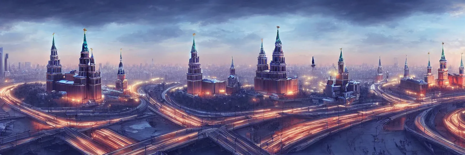 Image similar to a beautiful highly detailed matte painting of a Moscow city, by Jose Daniel Cabrera Pena and Leonid Kozienko concept art by Tooth Wuan