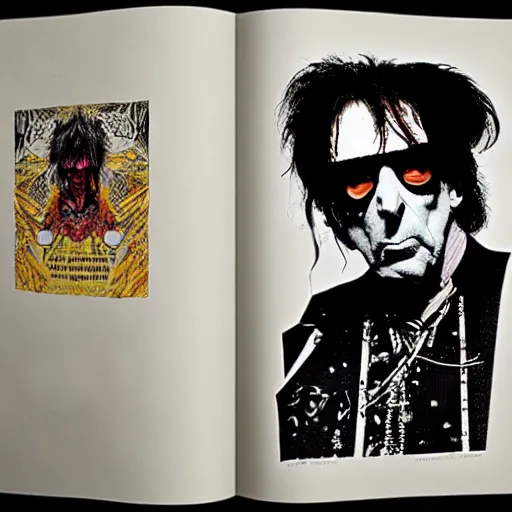 Prompt: graphic illustration, creative design, alice cooper, biopunk, francis bacon, highly detailed, hunter s thompson, mixed