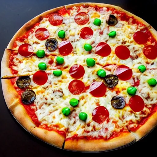 Prompt: pizza overloaded with toppings. this picture makes me so unbelievably hungry