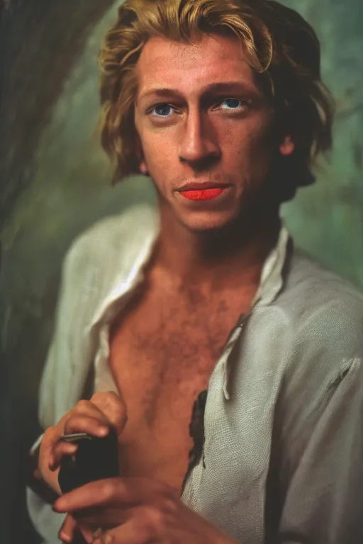 Image similar to Guybrush Threepwood, 35mm, f2.8, award-winning, candid portrait photo, taken by annie leibovitz