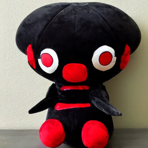 Prompt: cute fumo plush of a black and red monster, many eyes, kawaii, symmetry
