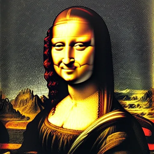 Image similar to monalisa in the style of BEEPLE, in the style of BEEPLE, in the style of BEEPLE, in the style of BEEPLE, in the style of BEEPLE, in the style of BEEPLE