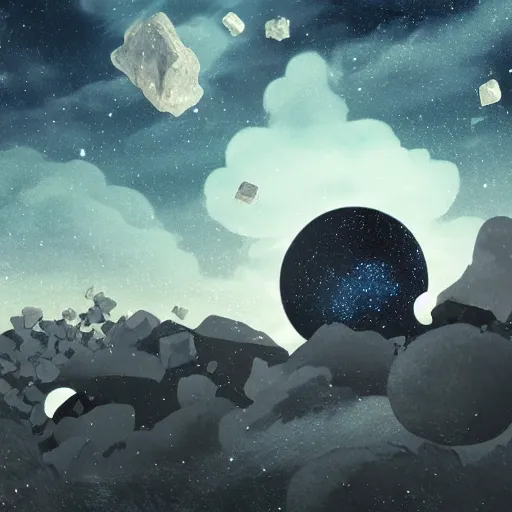 Prompt: Night sky with many meteorites, concept art, 4k, highly detailed, by Oksana Dobrovolska