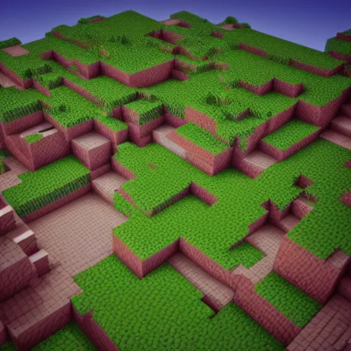 Prompt: super 3 d render of a minecraft landscape, intricate, dof, unreal engine render, by josh kao