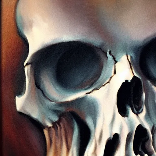 Image similar to oil painting skulls and tears detailed realistic by kristen margiotta