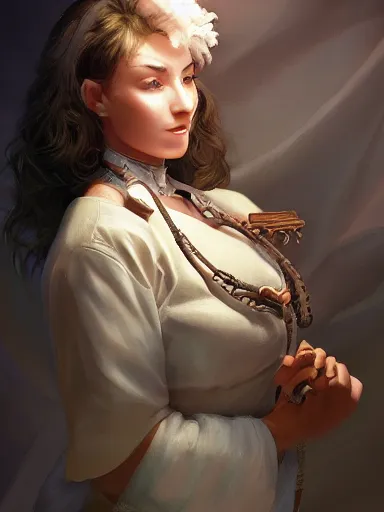 Image similar to a beautiful woman old world nurse, lovelly, acceptance and respect for feelings. intricate, elegant, highly detailed, digital painting, artstation, concept art, sharp focus, illustration, by justin gerard and artgerm, 8 k