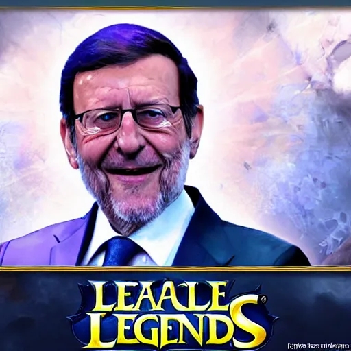 Prompt: mariano rajoy league of legends champion splashart