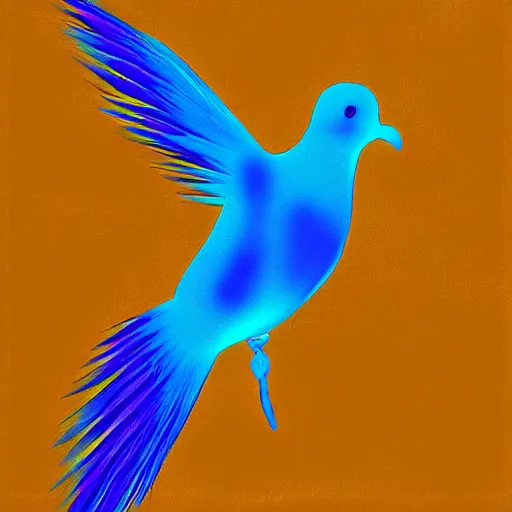 Image similar to An electric blue dove. Colourful. High detail. Unreal 5. God. digital art