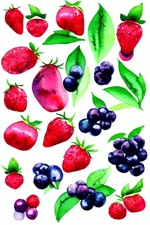 Image similar to minimalist watercolor art of a berry, illustration, vector art