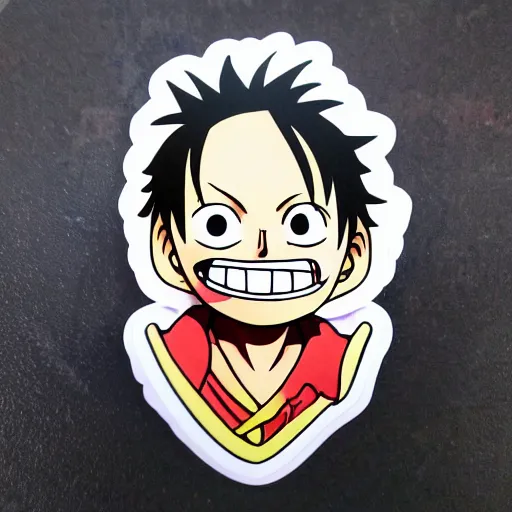 Image similar to die cut sticker, luffy is joyboy, splatter paint on paper