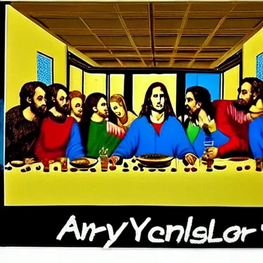 Image similar to andy warhol's last supper