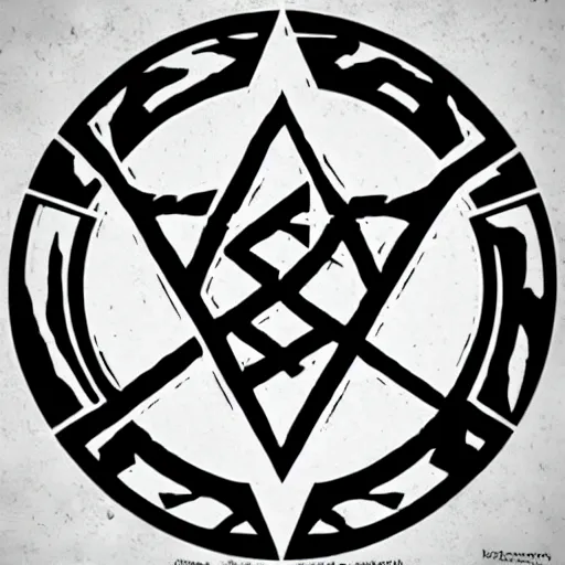 Image similar to AO anarchy symbol, graphic design, logo, black and white, occult