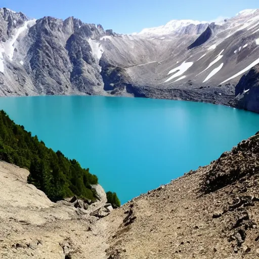 Prompt: took a pic of this exploding lake while hiking in the alps #nature #crazy